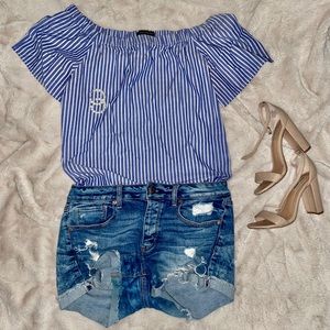 Banana Republic Striped Off the Shoulder Top